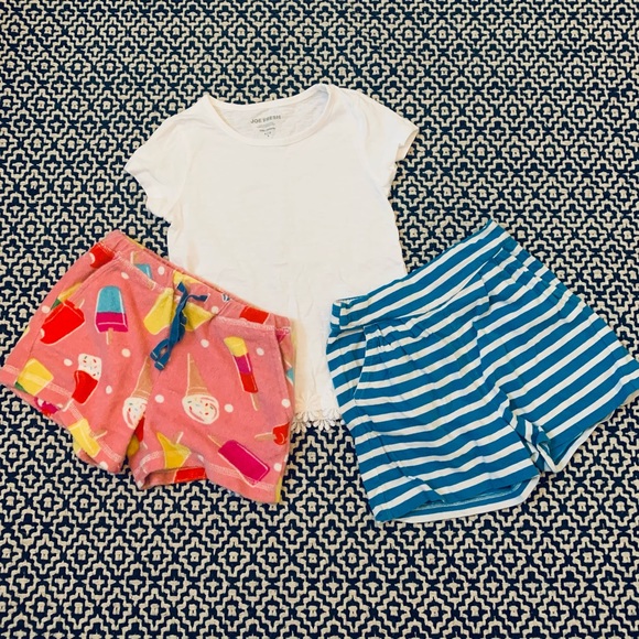 SOLD Mini Boden Terry Popsicle Shorts Blue Stripe Tea collection shorts & tshirt - Picture 1 of 3